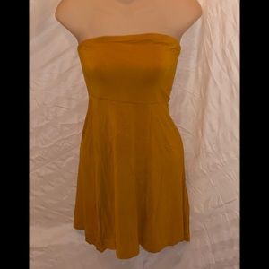 Forever 21 Mustard Strapless Dress